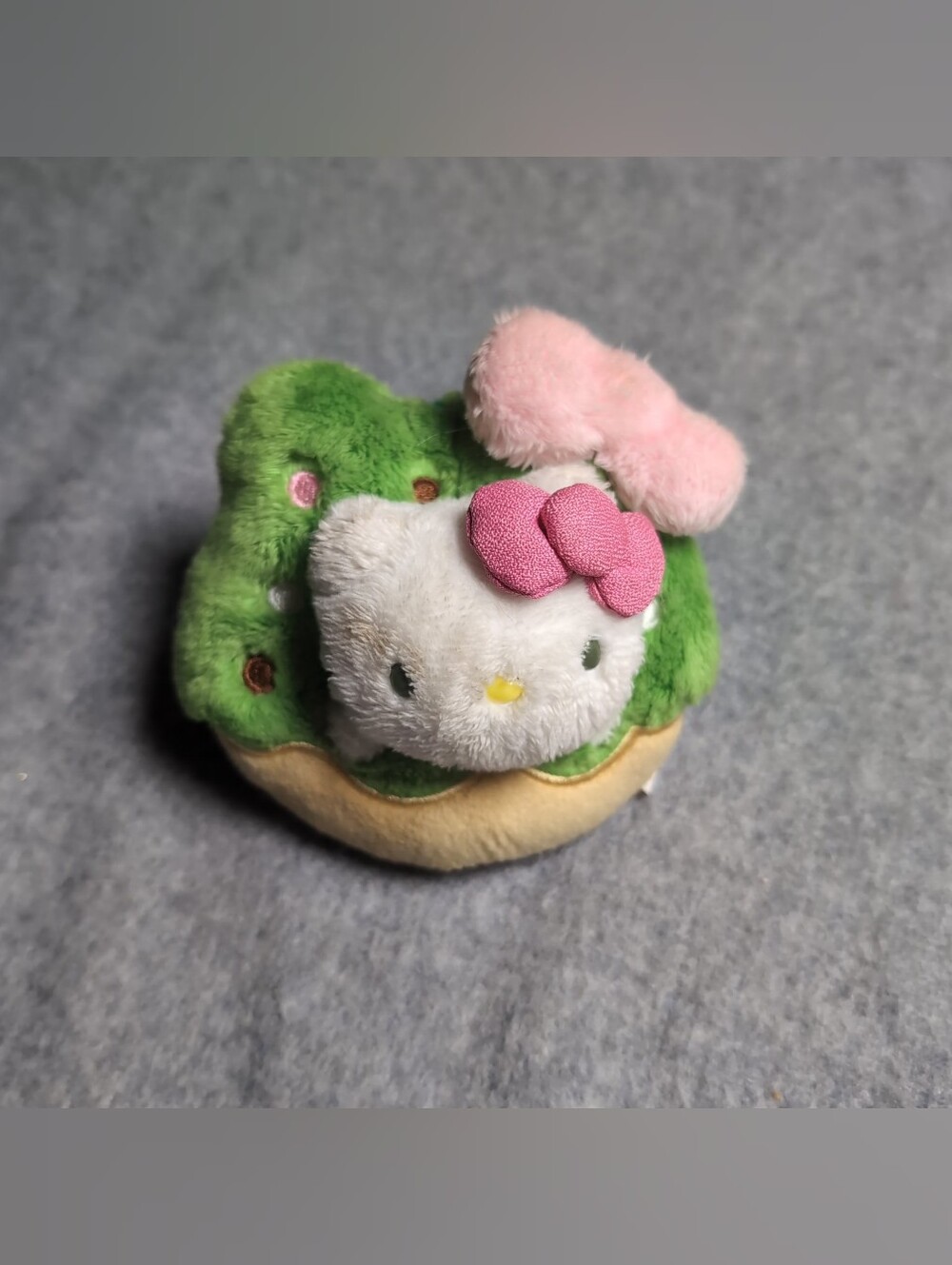 Hello Kitty By Sanrio Plush Keychain Matcha Sprinkle Donut Kawaii EUC